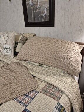 Oatmeal Waffle Pillow Shams - Standard Size 20"x26"
